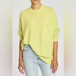 Pistola Darya Oversized Cashmere Blend Key Lime Drop Shoulder Sweater SZ M